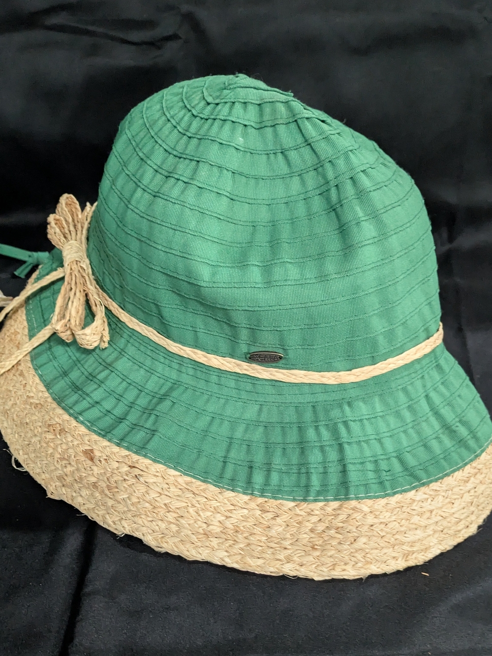 Scala Green Sun Hat with Natural Straw Trim